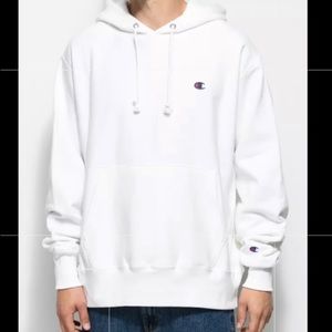Reverse Weave White Champion Hoodie